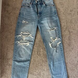 Zara Men's Ripped Light Blue Skinny Jeans